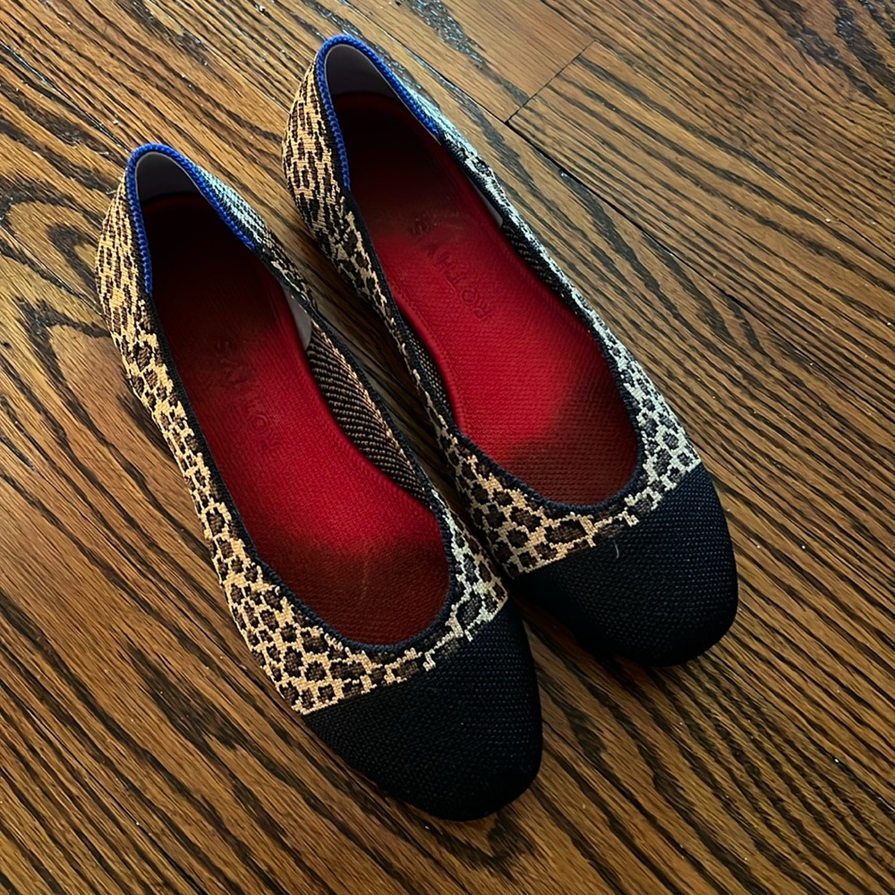 Rothy’s square toe with animal print